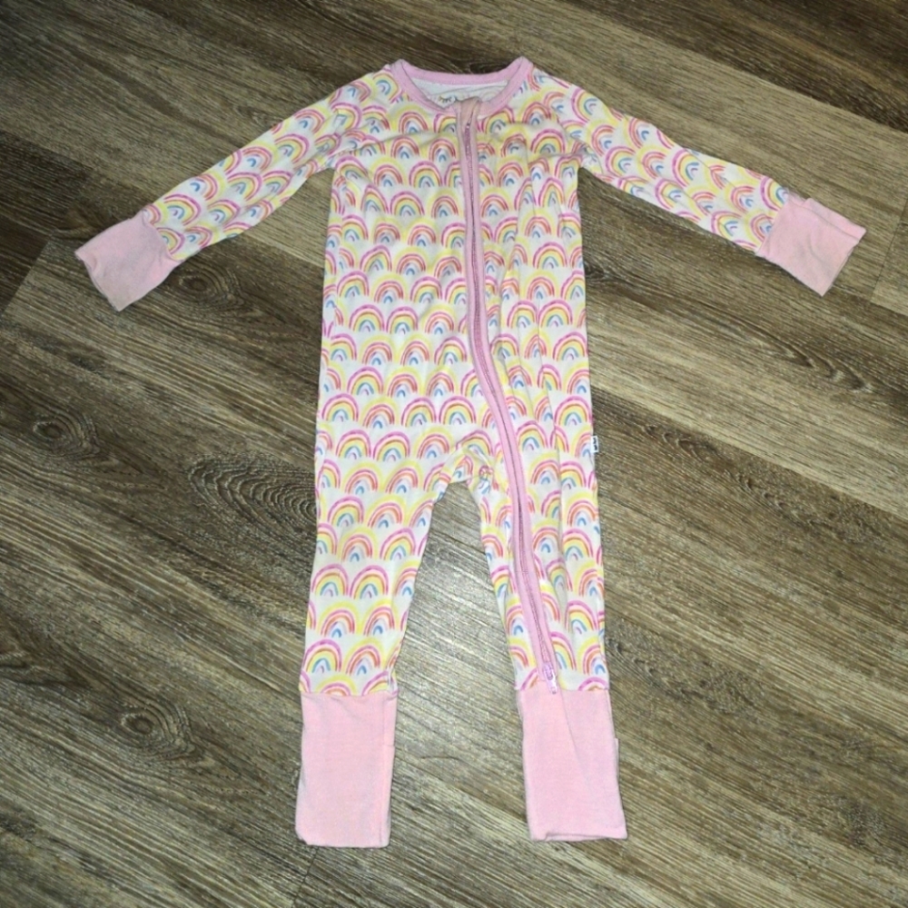 Little Sleepies pink rainbows zippy 3-6 months